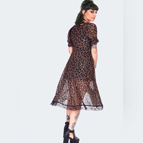 NEW Jawbreaker cheetah lace midi dress - Picture 3 of 6